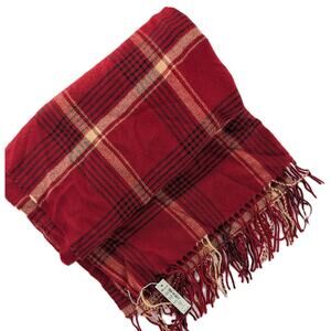Madewell Red Tartan Plaid Cape Scarf Shawl Ruana